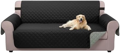 U-NICE HOME 4 Seater Sofa Cover 91''Large Couch Cover, Black/Grey by U-NICEHOME