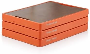 3 Pack Orangered 50L Collapsible Storage Crate with Wooden Lid - Image 3