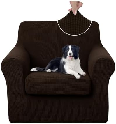U-NICE HOME 2 Pieces Chair Covers Stretch Chair Slipcover, Chocolate by U-NICEHOME