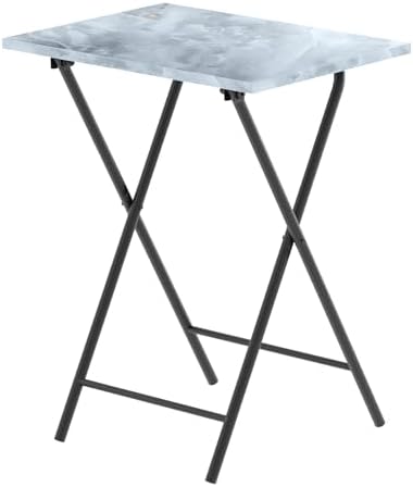 Folding TV Tray Table, Portable Foldable TV Dinner Tray on couch, Space-Saving Snack Serving Sofa Side Table, Easy to Fold Stable TV Trays for Living Room, Bedroom, Small Spaces (Gray Marble) by Adompacat