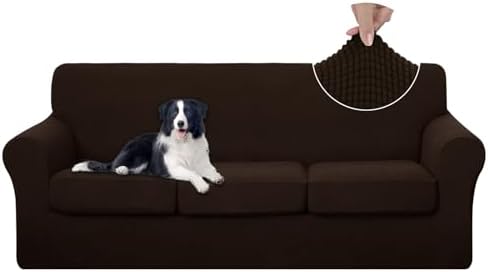 U-NICE HOME 4 Pieces Stretch Couch Cover Sofa Slipcover, Chocolate by U-NICEHOME
