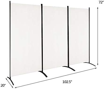 Giantex 6 Ft Tall 3 Panel Room Divider White, Lightweight Portable Folding Privacy Screen, Freestanding Partition Wall Divider and Separator for Bedroom Home Office Apartment Studio - Image 6