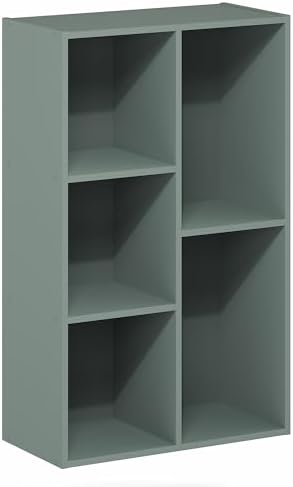 Furinno LUDER Book Shelf, 5-Cube Bookshelf, Reversible Bookcase, 9.4 x 19.5 x 31.5, Easy Assembly, for Living Room, Bedroom, Home Office, Sage Green - Image 6