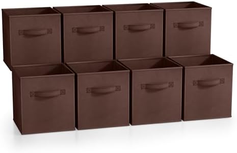 Sorbus Fabric Storage Cubes, 8 Pack, with Handles (Chocolate) by Sorbus
