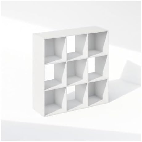 Furinno PELLI Book Shelf, 9-Cube Bookshelf, 3x3 Cube Storage Organizer Bookcase, 11.7 x 35.3 x 35.4, for Living Room, Bedroom, Home Office, White by Furinno-FitsYourSpaceFitsYourBudget