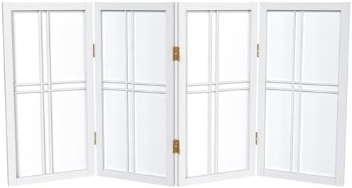 2 ft. Short Desktop Double Cross Shoji Screen - White - 4 Panels by RedLantern