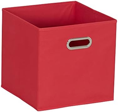 Household Essentials Foldable Fabric Storage Cubes 6-Pack – 11x11x11 Stackable Non-Woven Bins with Chipboard Sides & Grommet Handles – Closet, Shelf, Nursery, or Office Organizer – Regal Red - Image 5