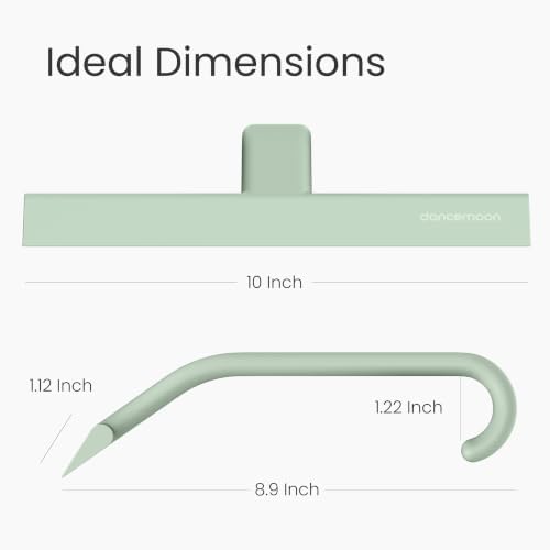 dancemoon JustHang Shower Squeegee with Built-in Hook, 10'' Matte Green - Image 3