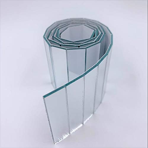 1/2" x 2" Adhesive Mirror Tile Row Real Glass Rectangular Mirror Sticker for Craft Projects by NUORUI