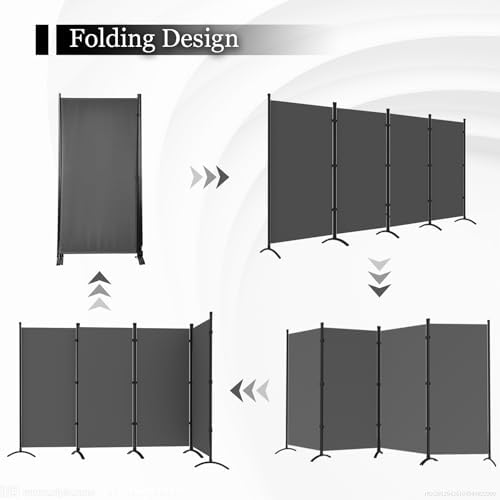 Room Divider, 6FT Tall Folding Partition Room Dividers 4 Panel, Portable and Freestanding Room Divider Screen Wall Divider for Home and Office, Grey - Image 4