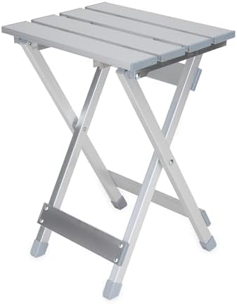 Camco Aluminum Small Outdoor Side Table - Folding Camping Table Supports Up to 130lb - Features Durable Aluminum Construction - Collapses for Easy RV Storage - (51890) by Camco
