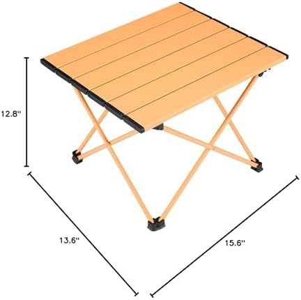 Tesouro Portable Camping Table,Folding Side Table Aluminum Top for Outdoor Cooking, Hiking, Travel, Picnic (Apricot-Small) - Image 2