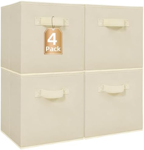 STORAGE MANIAC Storage Cubes, 11 Inch 4 Pack Collapsible Fabric Shelf Bins by STORAGEMANIAC