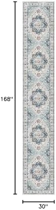 Madane Hallway Runner Rug 2'6''x14' Kitchen Runners Vintage, Blue - Image 2