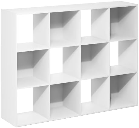 Furinno PELLI Book Shelf, 12-Cube Bookshelf, Cube Storage Organizer Bookcase, 11.7 x 47.6 x 36, for Living Room, Bedroom, Home Office, White - Image 5