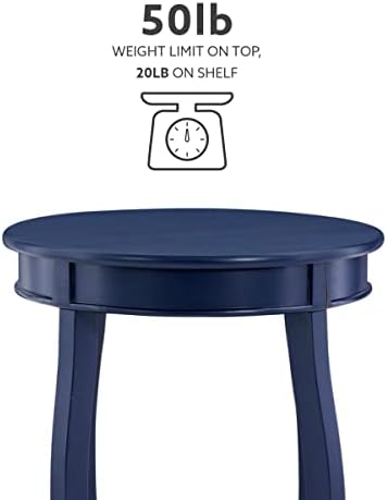 Powell Phipps Navy Blue Round Side Table with Shapely Legs and Shelf - Image 5