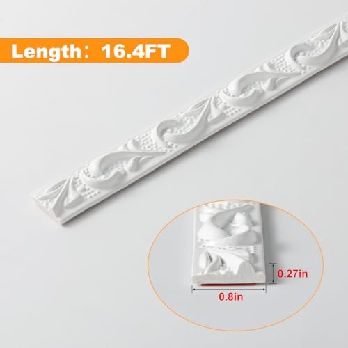 0.8" x16.4FT White Peel and Stick Crown Molding Trim - Flexible PVC Molding for Mirror Frames, Wall Decor & Furniture Accents - Image 2