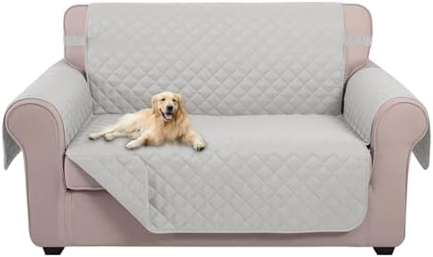 U-NICE HOME Loveseat Sofa Cover for 2 Cushion Couch, Light Grey by U-NICEHOME