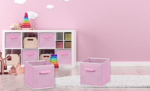 Simple Houseware 11-Inch Foldable Cube Storage Bins, Pink, 6-Pack - Image 3