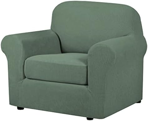 H.VERSAILTEX 2-Pieces Armchair Cover Chair Slipcovers with Arms Furniture Protector Cover Fit Armchair Width Up to 47 Inch, Jacquard Spandex Couch Covers Armchair Slipcover - Loden Frost, Chair by HVERSAILTEX