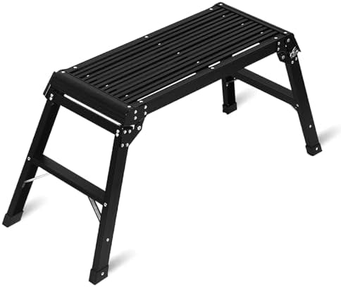 LEADALLWAY Aluminum Work Platform Step Ladder, Black by LEADALLWAY