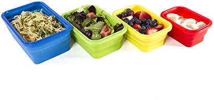 Kitchen Home Thin Bins Collapsible Containers – Set of 4 Rectangle Silicone Food Storage Containers – BPA Free, Microwave, Dishwasher and Freezer Safe - Image 3