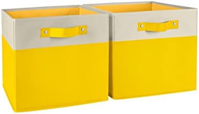 RiverRidge Two-Tone Folding Storage Bins - 2-pack of 10in Tall Yellow Cubes by RiverRidgeHome
