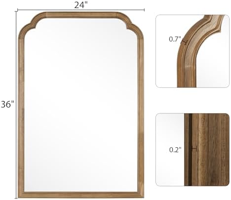 WallBeyond Wood Bathroom Mirrors for Wall Mounted, 24" x 36" Rustic Wood Frame Wall Mirrors Decorative for Living Room or Bedroom Vanity Mirror, Honey-Colored - Image 6