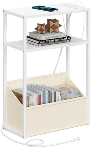 TUTOTAK Narrow Side Table with Charging Station, Slim End Table by ChoosetutotakFurnitureBuildYourCozyHome