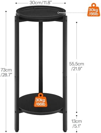 HOOBRO Small Round Side Table, 2-Tier Circle End Table for Small Space - Image 3