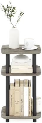 Furinno JUST 3-Tier Telephone Table, Turn-N-Tube Toolless Side Table with Open Shelf, Round Curve Corner Night Stand, Bedside Table, for Living Room, Bedroom, French Oak - Image 5