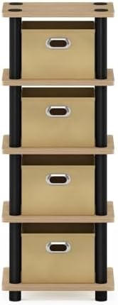 Furinno Turn-N-Tube Toolless 4-Tier Storage Shelves, Oak - Image 4