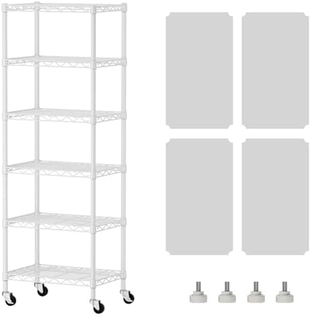 SINGAYE 6 Shelves Storage Shelf Wire Shelving Unit Metal Adjustable Wheels by SINGAYE