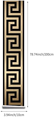 funlife Greece Pattern Peel and Stick Wall Border Stickers, Self Adhesive Skirting Wall Waist Line Decal for Bathroom Wall Vanity Mirror, 78.74"X3.93" Brushed Gold 1 Roll - Image 5