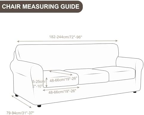 SearchI Stretch Sofa Cover Couch Cover, 4 Pieces Sofa Slipcover with 3 Separate Cushion Cover, Washable Furniture Protector for Living Room(Sofa, Beige) - Image 3