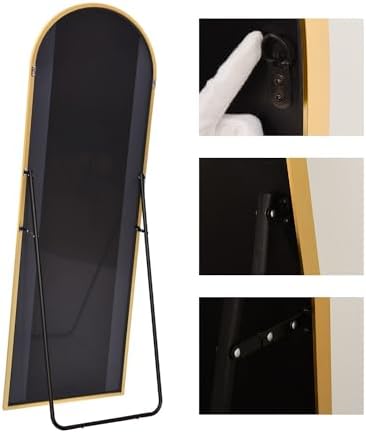 KOMCOTE Full Length Floor Mirror, 82x42 Inch Oversized Arched Standing Mirror in Gold for Bedroom, Living Room, Dressing Room - Elegant Freestanding Leaning Mirror Decor - Image 6