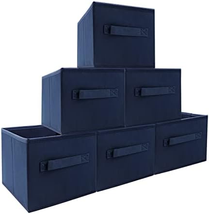 EBIGIC Small Storage Bins,Collapsible Fabric Storage Organizer 9.0"x7.5"x7.5" 6 Pack,Mini Storage Box,fit for closet, living room, bookshelf, Kids clothes and toys storage and organization Blue… - Image 6