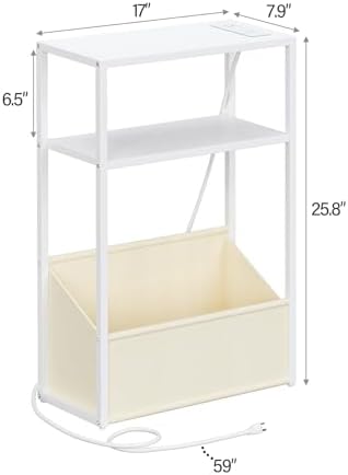 TUTOTAK Narrow Side Tables with Charging Station, Slim End Tables Set of 2 - Image 3