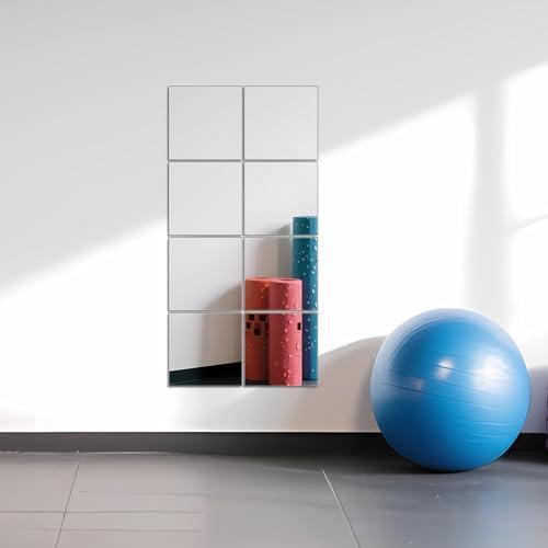 Full Length Mirror Tiles, 10" x 10" x 8PCS Frameless Wall Mounted Mirror - Image 2