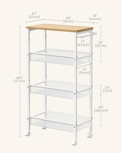 VASAGLE 4-Tier Slim Rolling Storage cart with Wheels, 8.7 Inches, Metal - Image 6