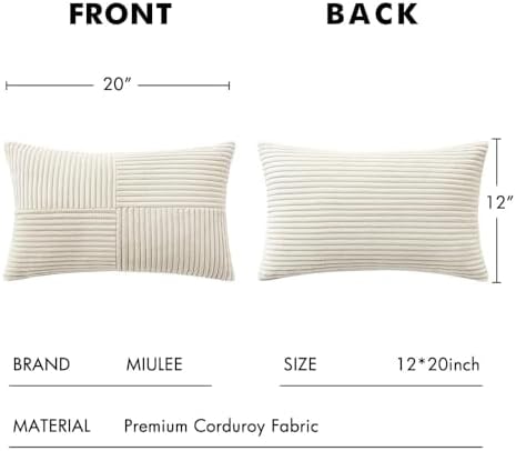 MIULEE Cream White Decorative Lumbar Throw Pillow Covers 12x20 Inch 2 Pack - Image 6