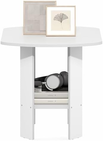Furinno Simple Design Side Table, 2-Tier Square Modern End Table, Open Shelves Night Stand, Bedside Table, Rounded Corner, Easy Assembly, for Living Room, Bedroom, White - Image 5