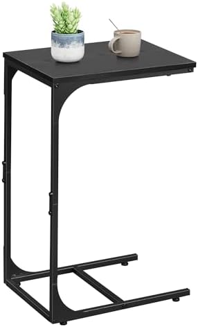 WLIVE C Shaped End Table TV Tray Slide Under Couch Side Table Relief Black by WLIVE