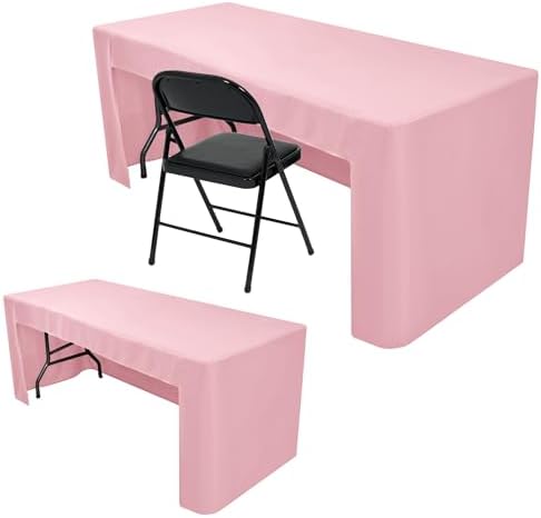 Nasitos 2 Pack Pink Fitted Tablecloth Rectangular for 6 Foot Tables Trade Show-Open Back Tablecloth Washable and Wrinkle Resistant Fabric Table Cloth for Weddings, Parties, Buffet, Baby Shower by Nasitoshomedecor