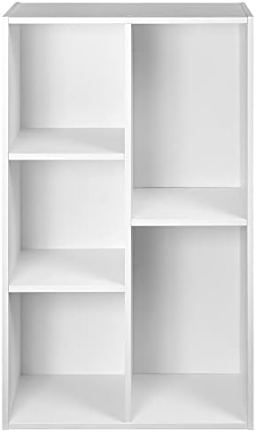Amazon Basics 5 Cube Storage Organizer Bookcase, Sturdy Shelves for Books and Collectibles, White, 9.25"D x 19.49"W x 31.5"H - Image 4