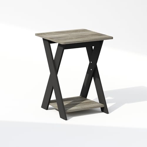 Furinno TIDUR 2-Tier Oval Night Stand with Open Shelf, French Oak - Image 5