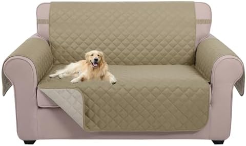 U-NICE HOME Loveseat Sofa Cover for 2 Cushion Couch, Light Camel/Beige by U-NICEHOME
