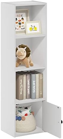 Furinno Luder Shelf Bookcase with 1 Door Storage Cabinet, White by Furinno-FitsYourSpaceFitsYourBudget