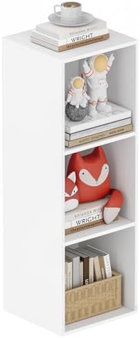 Book Shelf, Wooden Cube Storage Organizer with 11" Open Cubes, Stackable Modular Bookcase for Room Divider Storage, 3 Tier Bookshelf for Living Room, Bedroom, Office (White, 3-Cube) by Nestwise