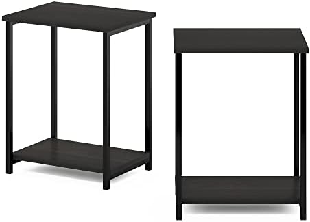 Furinno SIMPLISTIC Side Table Set of 2, 2-Tier Modern Metal Frame End Table with Open Shelf, Night Stand, Bedside Table, Easy Assembly, for Living Room, Bedroom, Espresso - Image 6
